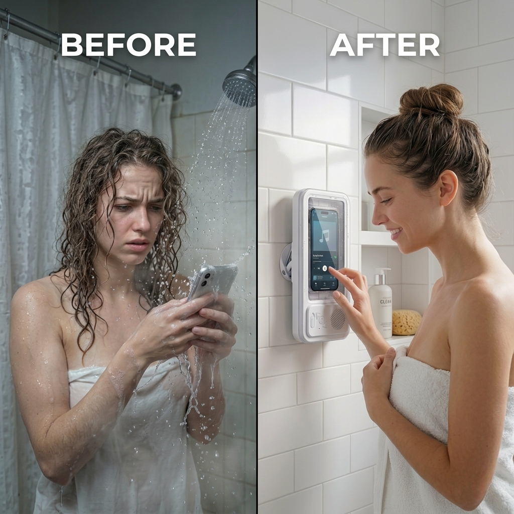 Retro Shower Speaker & Waterproof Phone Holder