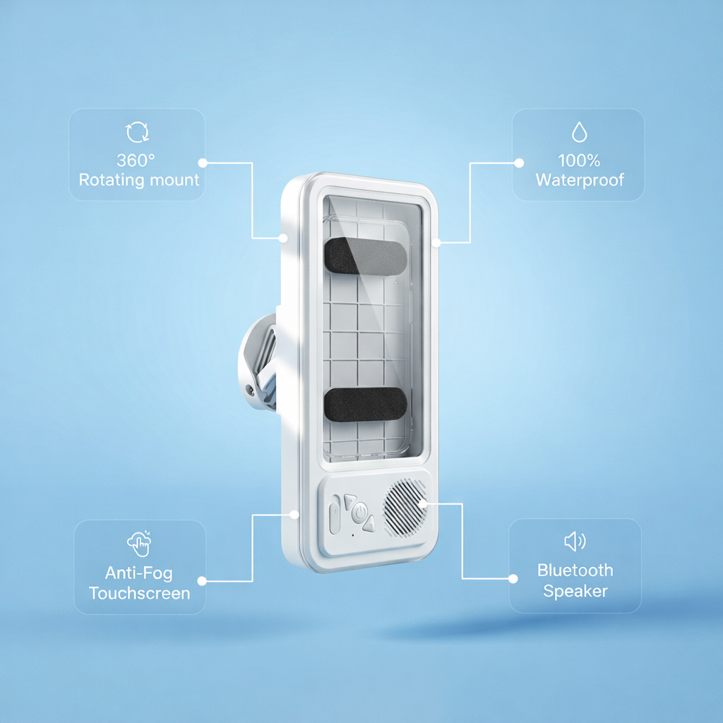 Retro Shower Speaker & Waterproof Phone Holder